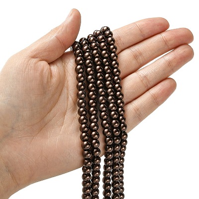Eco-Friendly Dyed Glass Pearl Round Bead Strands HY-A008-6mm-RB039-1