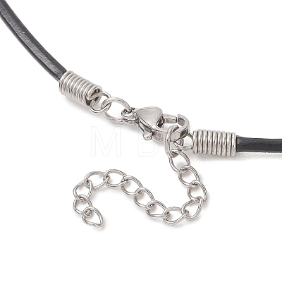 Horse Alloy Pendant Necklaces with Black Cowhide Leather Cord for Women NJEW-JN05873-1
