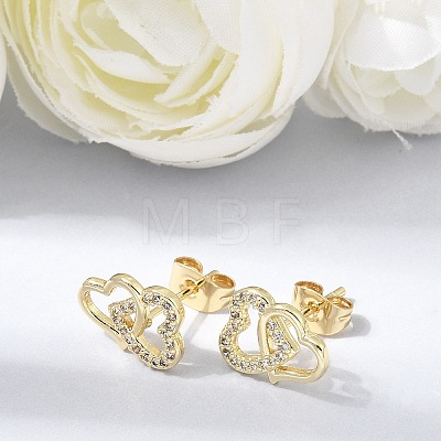 Brass Micro Pave Cubic Zirconia Stud Earrings KK-CBA5B62-01A-G-1