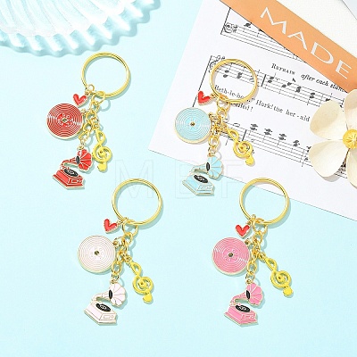 Alloy Enamel Disc & Gramophone & Musical Note Pendant Decorations KEYC-YW00286-03-1