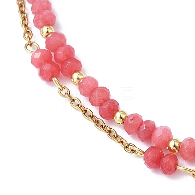 Adjustable Natural Malaysia Jade & 304 Stainless Steel Multi-strand Bracelets BJEW-JB13035-03-1