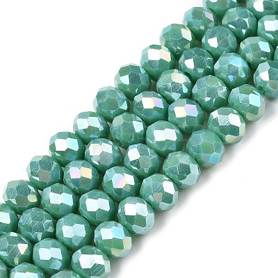 Electroplate Glass Beads Strands X-EGLA-A044-P6mm-B31-1