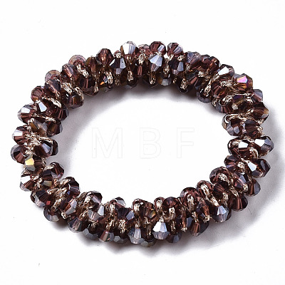 Faceted Transparent Glass Beads Stretch Bracelets BJEW-S144-001B-02-1