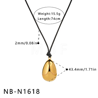 304 Stainless Steel Geometric Pendant Black Cord Necklaces FS-WG6204F-02-1
