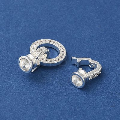 Rack Plating Round Ring Brass Micro Pave Cubic Zirconia Fold Over Clasps KK-F873-22S-01B-1