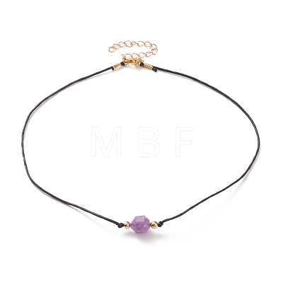 Faceted Natural Dyed Amethyst Pendant Necklaces NJEW-JN03230-03-1