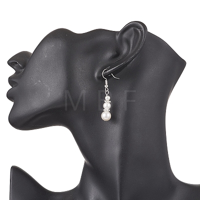 Round Shell Pearl Beaded Necklace & Bracelet & Dangle Earring Sets SJEW-JS01337-1