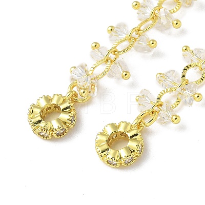 Brass Clear Cubic Zirconia Chain Tassel European Safety Chain Charms KK-A236-06G-1