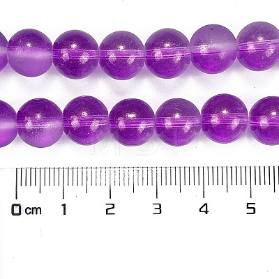 Frosted Transparent Glass Bead Strands GLAA-P065-10mm-15-1