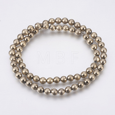 Electroplate Non-Magnetic Synthetic Hematite Beads Strands G-F585-D-6mm-1
