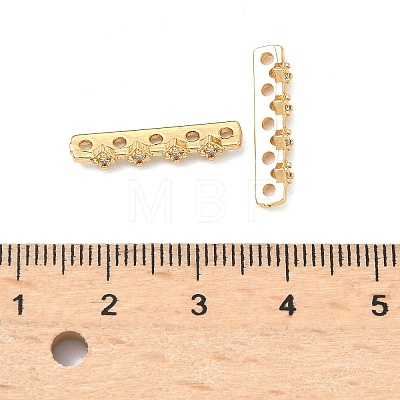 Brass Micro Pave Clear Cubic Zirconia Spacer Bars KK-Z139-11G-03-1