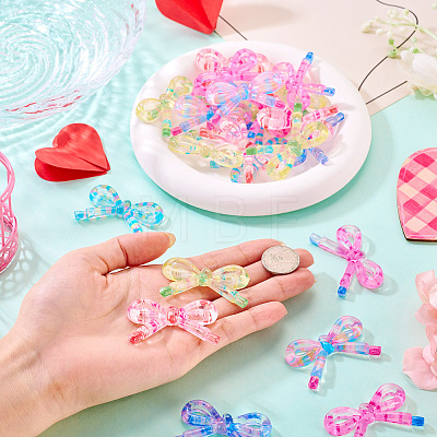 60Pcs 6 Colors Acrylic Bowknot Cabochons MACR-TA0002-89-1