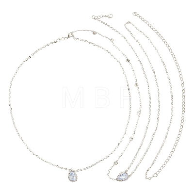 Fingerinspire 1Pc Clear Cubic Zirconia Teardrop Backdrop Necklace Body Chain NJEW-FG0001-02S-1