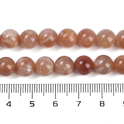 Natural Sunstone Round Bead Strands G-F266-11-8mm-01-1