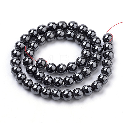 Non-magnetic Synthetic Hematite Beads Strands G-S259-44-8mm-1