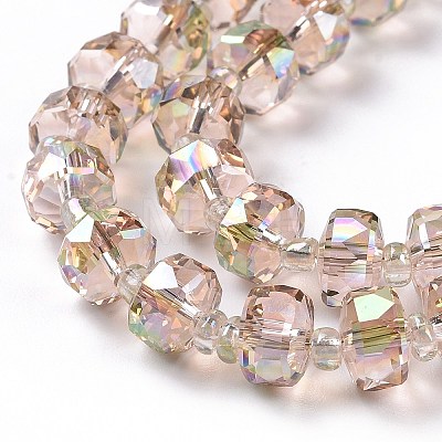 Transparent Electroplate Glass Beads Strands GLAA-E036-01E-1