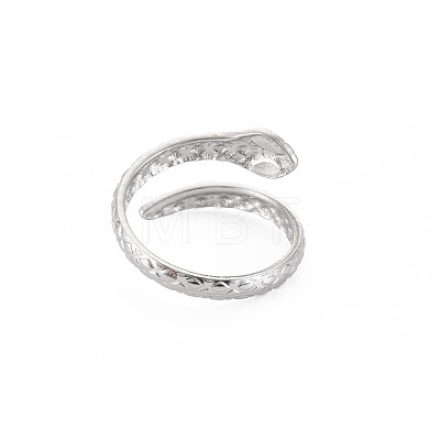 304 Stainless Steel Snake Wrap Open Cuff Ring for Women RJEW-S405-218P-1