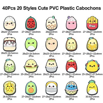 40Pcs 20 Styles Cute PVC Plastic Cabochons KY-CJ0001-66-1