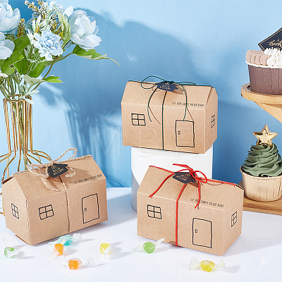 Kraft Paper Small House Gift Storage Boxes CON-WH0088-54-1