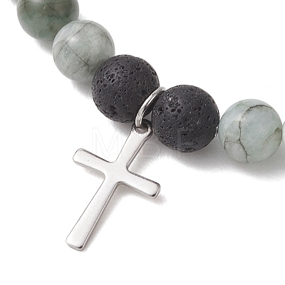 Cross 201 Stainless Steel Charm Bracelets BJEW-JB13504-1