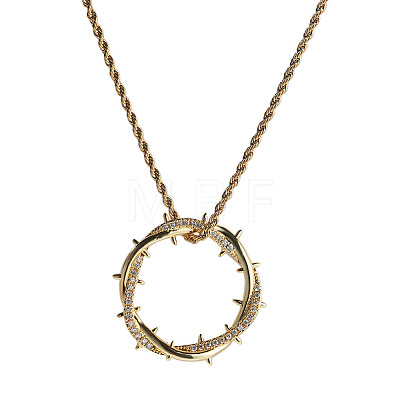 Brass Crystal Rhinestone Crown of Thorns Pendant Alloy Rope Chain Necklaces WGA61EE-02-1