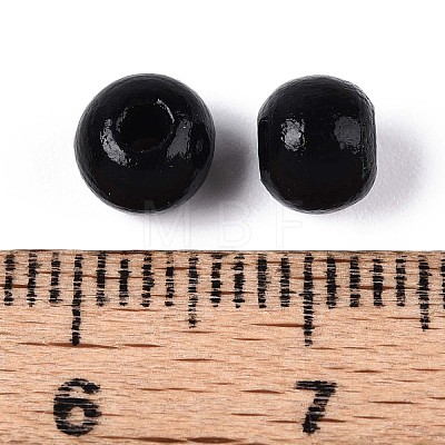 Spray Painted Round Natural Schima Wood Beads WOOD-A018-6mm-03-1