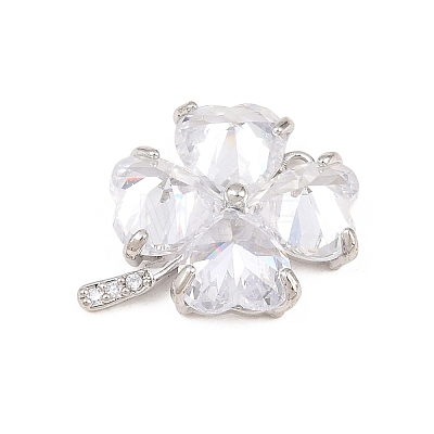 Brass Micro Pave Clear Cubic Zirconia Pendants KK-D225-05P-1