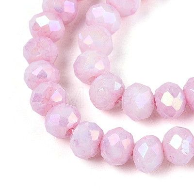Anti-Tarnish Electroplate Rondelle Glass Beads Strands EGLA-T021-4mm-17-03-1