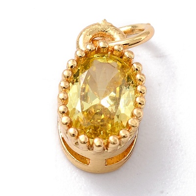 Real 18K Gold Plated Brass Inlaid Cubic Zirconia Charms ZIRC-L100-079G-04-1