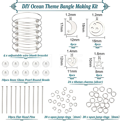 DIY Moon & Star Charm Bangle Making Kit DIY-BC0004-64-1