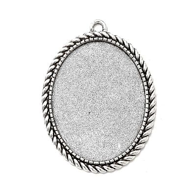 Tibetan Style Alloy Pendant Cabochon Settings TIBEP-N003-17AS-1