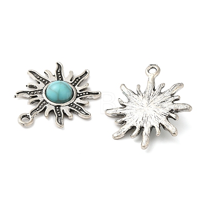 Tibetan Style Alloy Pave Imitation Turquoise Pendants FIND-NH0001-01AS-1