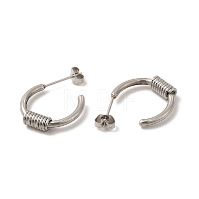 304 Stainless Steel Wire Wrapped Half Hoop Earrings for Women EJEW-P219-09P-1