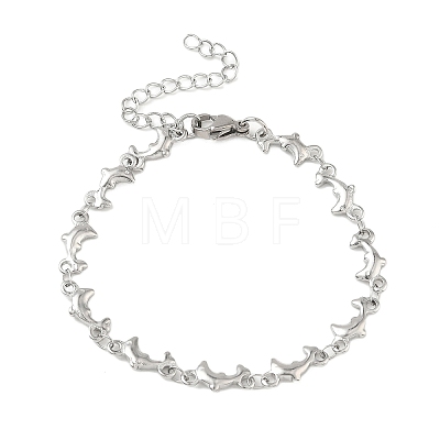 Women's 304 Stainless Steel Dolphin Link Chains Bracelets BJEW-G790-02P-1