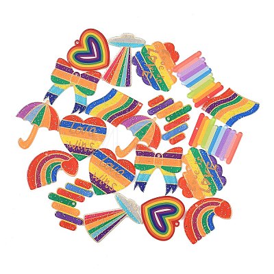 20Pcs 10 Styles Rainbow Theme Acrylic Pendants MACR-FS0002-11-1