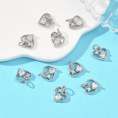 SHEGRACE Valentine's Day Brass Clear Cubic Zirconia Charms XGRQ3P305-595P-1