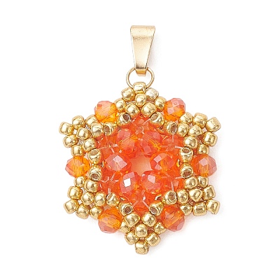 Pearl Luster Plated Glass Pendants PALLOY-MZ01312-01-1