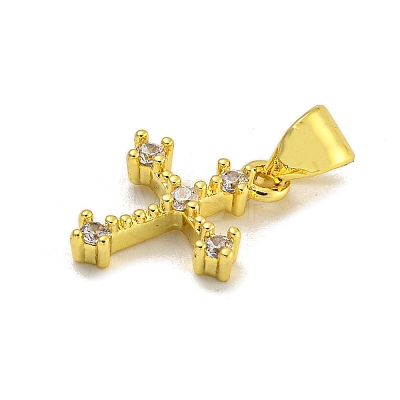 Rack Plating Brass Micro Pave Cubic Zirconia Charms KK-C074-30G-02-1