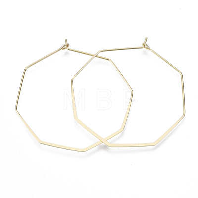 Brass Hexagon Hoop Earring Findings X-KK-N232-42-NF-1