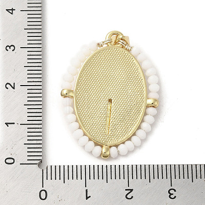 Brass Pave Shell Pendants KK-I708-01-G-1