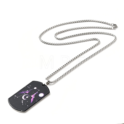 Non-Tarnish 201 Stainless Steel Rectangle with Constellations Pendant Necklace for Women NJEW-G015-01E-1