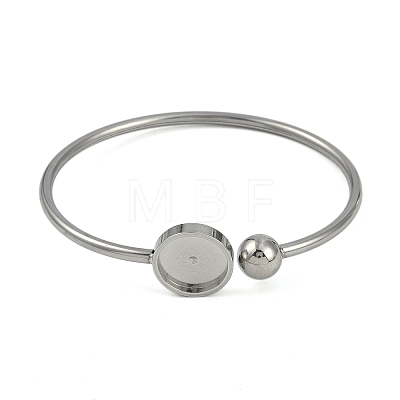 304 Stainless Steel Blank Bangle Bases with Flat Round Tray STAS-Z088-01P-05-1