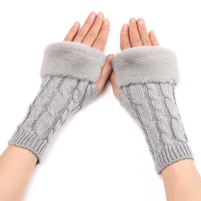 Acrylic Fibers Knitting Fingerless Gloves PW-WG53A2A-02-1