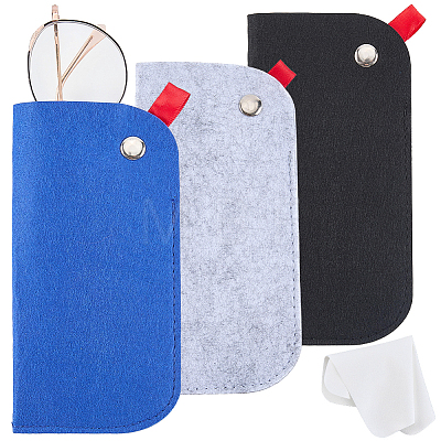 3Pcs 3 Colors Rectangle Felt Eyeglass Case AJEW-CN0007-36A-1