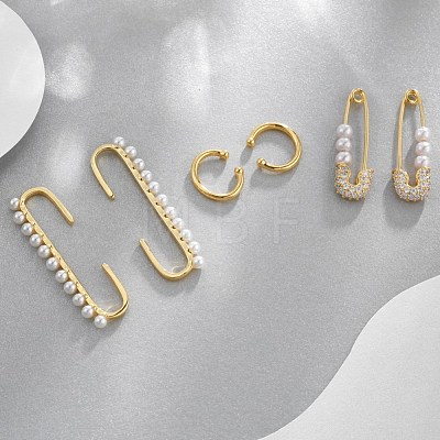 Brass Cuff Earrings and Hoop Earrings Sets EJEW-BB35146-1