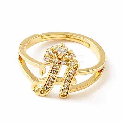 Clear Cubic Zirconia Initial Letter with Crown Adjustable Ring RJEW-M139-17H-1