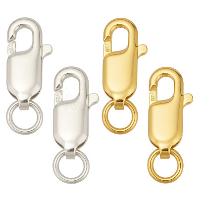 4Pcs 2 Colors 925 Sterling Silver Lobster Claw Clasps STER-ME0001-34-1