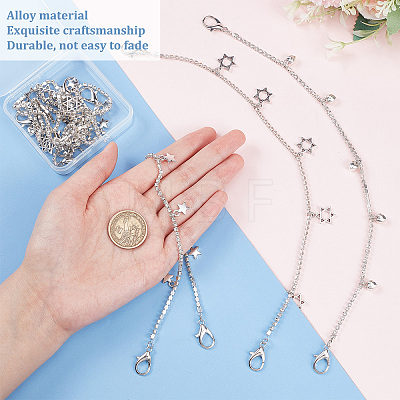 6Pcs 3 Style Alloy Rhinestone Shoe Chains FIND-CP0001-38-1