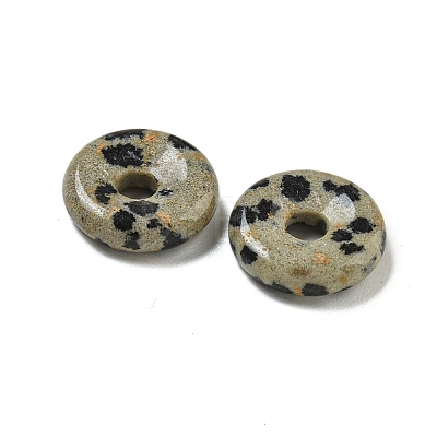 Natural Dalmatian Jasper Donut/Pi Disc Charms G-G142-01M-1