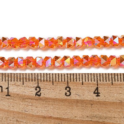 Electroplate Glass Beads Strands GLAA-Q105-02O-1